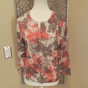 Garnet Hill floral print women's wool cardigan